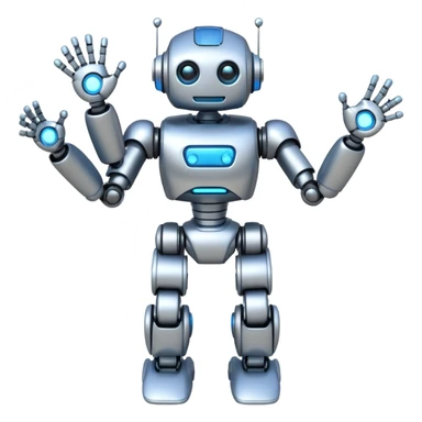 silver robot jumping sticker