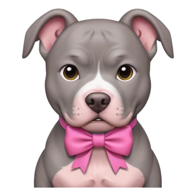 Grey pitbull with a pink bow sticker