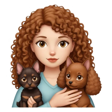 Girl holding a Devon cat and a Doberman dog sticker