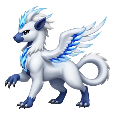 Absol-Reshiram-Fusion with blue flames (full body) sticker