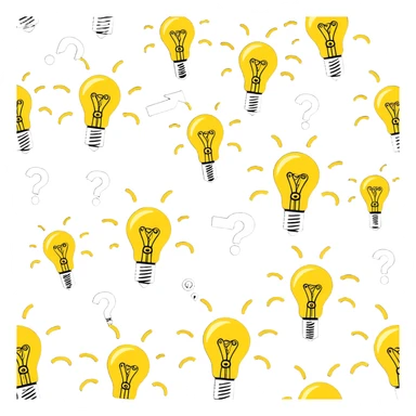 Group of men with chaotic minds, swirling tornadoes of tangled thoughts around their heads, containing question marks, light bulbs, and scribbles. The men have bewildered, overwhelmed expressions. sticker