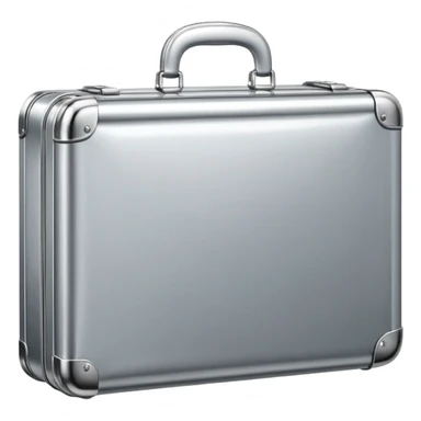 A luxury briefcase emoji made of polished silver chrome, smooth rectangular shape, metallic reflections, minimal high-end design, swag business aesthetic, iOS emoji style, centered, clean white background
 sticker