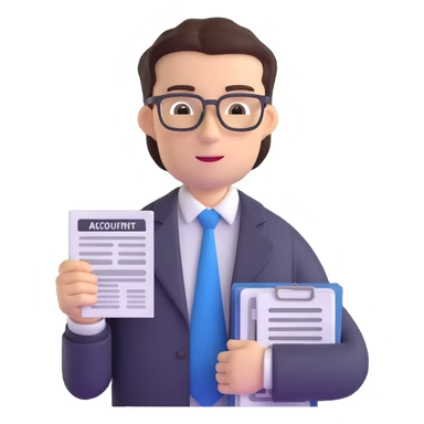 accountant with financial papers, no eyeglasses sticker