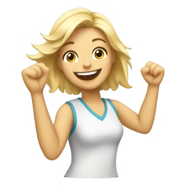 Blonde girl cheering her hero sticker