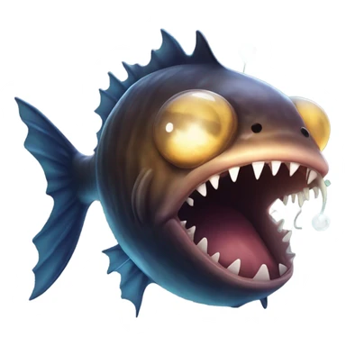 Anglerfish with glowing lure, sharp teeth, and big eyes. sticker