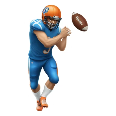 Caucasian man tight end wearing blue & orange #89 catching a football sticker