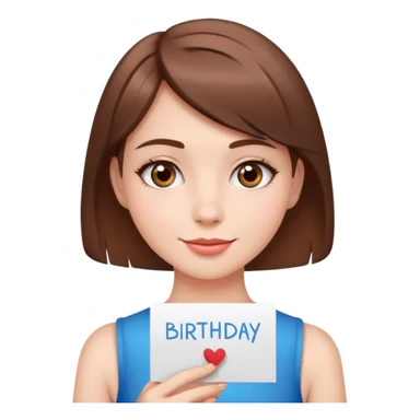 Birthday girl with short brown hair and birthday wishes  sticker