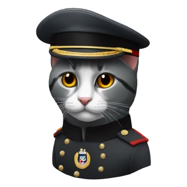 dark-gray-cat-with-white-forehead-and-black-and-red-military-hat sticker