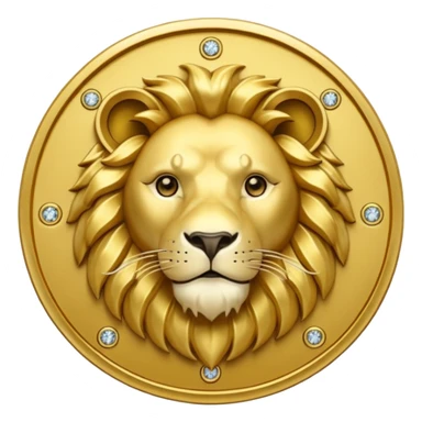 Fais un emoji de pièce d'or ronde avec l'inscription "F" dessus et un lion très détaillé gravé sur la pièce. Le F et le lion doivent être très lisible ainsi que les détails autour de la pièce. Le lion doit être gravé et en 2D il doit pas ressortir, il doit être subtile, le F doit être très visible sticker
