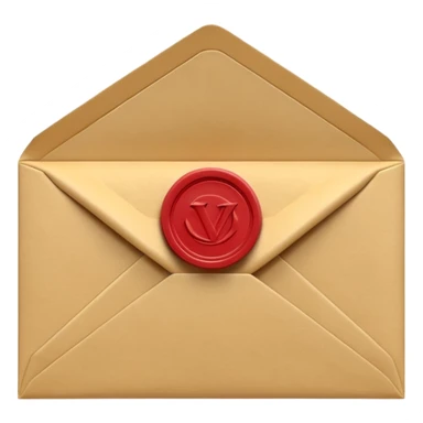 3D render of Envelope with Wax Seal entirely of folded origami paper, sharp creases, cardboard texture, matte finish, visible paper grain, craft aesthetic,emoji style, isolated on white background --v 6.0 sticker