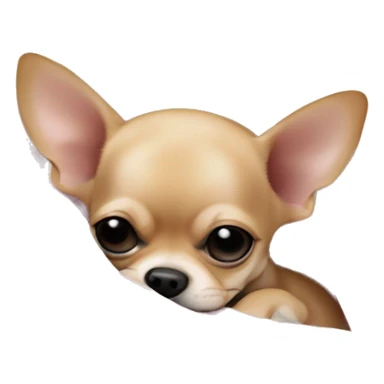 tan chihuahua puppy sleeping with a baby pink blanket  sticker
