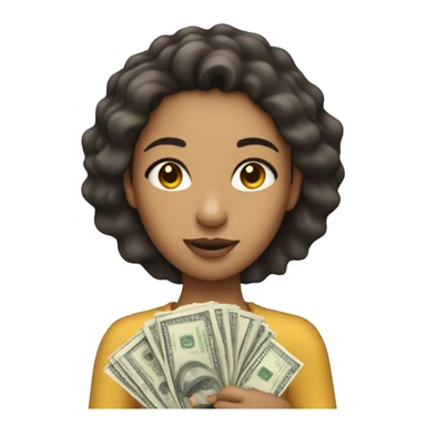 light skin girl holding money sticker