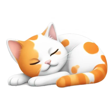 A cute white cat with orange and black spots, sleeping sticker