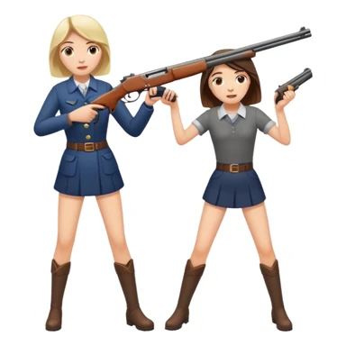 A girl shooting a man’s leg with a shotgun sticker