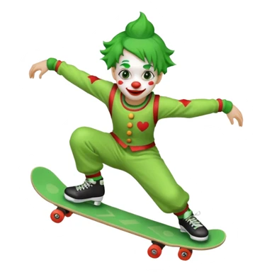 skater clown skating green sticker