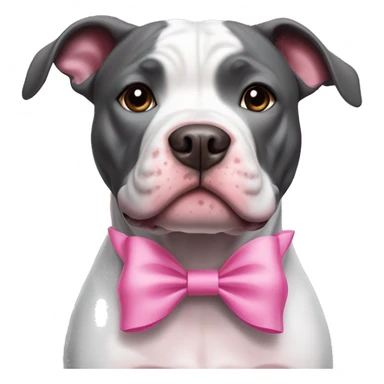 black and white pitbull with a pink bow sticker