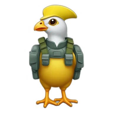 Un poussin jaune avec un casque militaire sticker