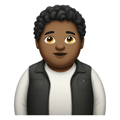 Obese, young man, black wavy hair. sticker