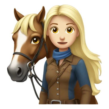 White blonde girl riding horse looking sad sticker