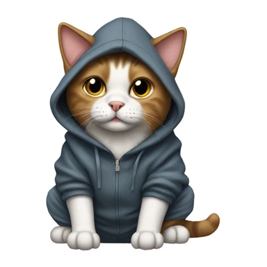 Cat with a hoodie sitting on top of a dog sticker