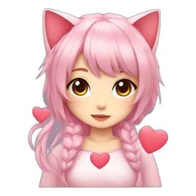 neko girl with heart sticker
