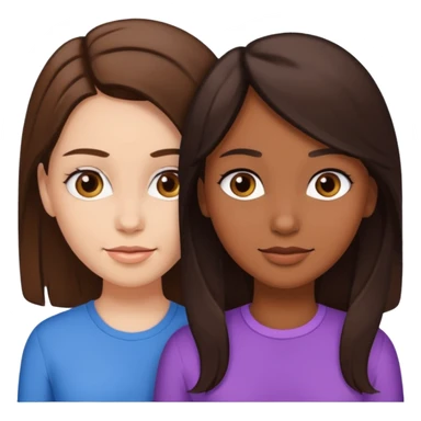 brown girl with brunette white girl lesbian couple sticker