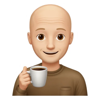 young men with coffee no hair, a little beard and no wrinkles sticker