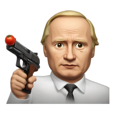 Vladimir Poutine shooting nobody and with tomato stains on his face sticker