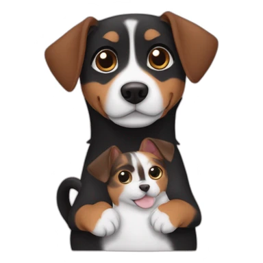 Black mackerel cat hugging brown Jack Russell dog sticker