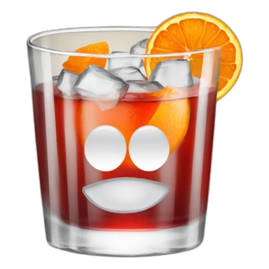 negroni in a rocks glass with an orange peel sticker
