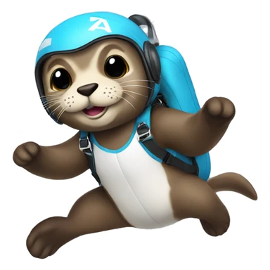 Skydiving otter, put a tag with his name ICE sticker