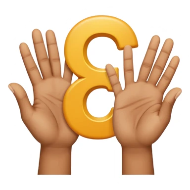 Two open separate hands. The one on the left has the number 6 on top of it floating and the other one has 7 on top of it floating sticker