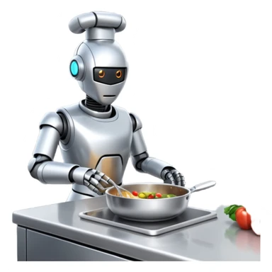 obot chef preparing a gourmet meal in a futuristic kitchen sticker