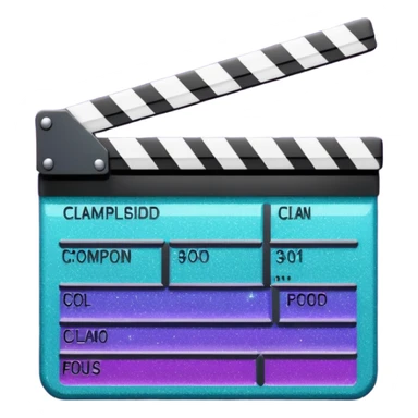 Glitter purple and cian clapperboard sticker