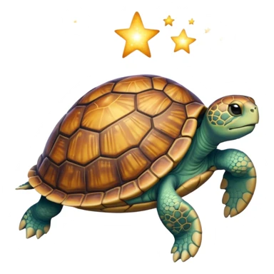 Quasar Turtle emoji – full body, large turtle with a smooth glowing shell shaped like a cosmic quasar, simple light effect in the center of the shell, stars in the shell, no patterns, no aura, slight side angle, no background
 sticker