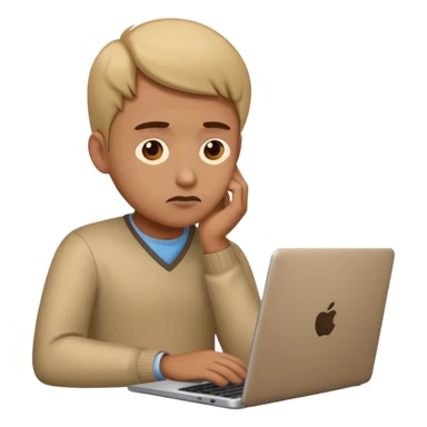 programmer emoji with laptop, lost in thought, no thought bubble sticker