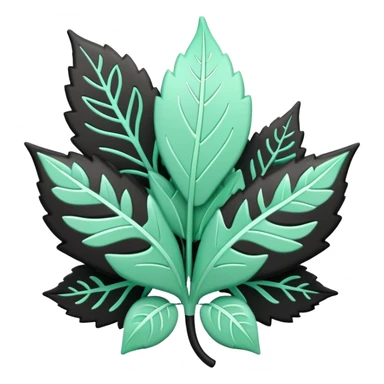 Environnement (Environment), 3D techy icon with black and mint green (#B5F4D3) color scheme, eco-friendly technology with leaf and circuit patterns sticker
