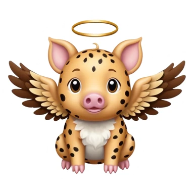 Cheetah print flying pig with angel wings. All skin is cheetah printed sticker