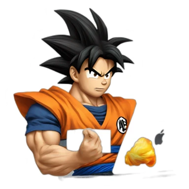Goku super saiyan with a mac book  sticker