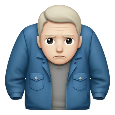 A sad man turns out his pockets and looks sadly at the camera sticker