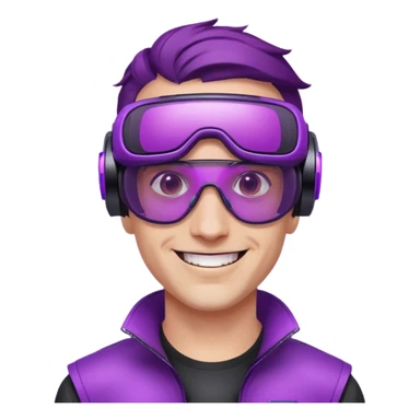 Cyberpunk man fappy head 3d puruple cyber VR -glasses sticker