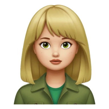 Debby Ryan (dirty blonde hair straight bangs) with Big City Greens sticker