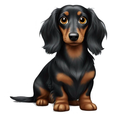Long-haired Black Merle dachshund sticker