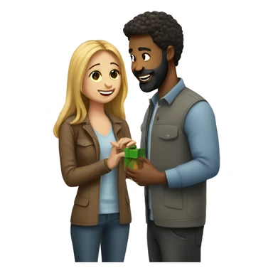Man with beard proposes to girlfriend  sticker