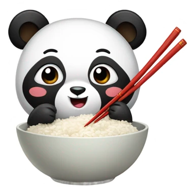panda eating rice with chopsticks sticker