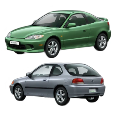 mazda sport 2 verde policromado y Honda CR-B 2004 gris sticker