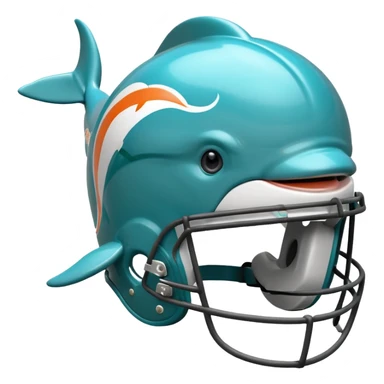 A dolphin with a Miami dolphins helmet on the field sticker