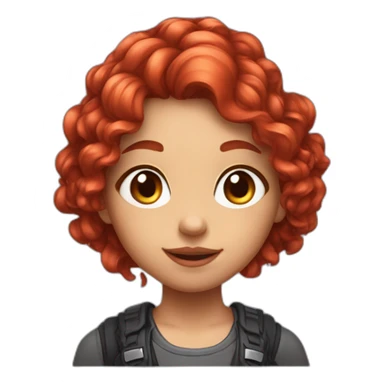 cute gamer girl with long curly red hair sticker