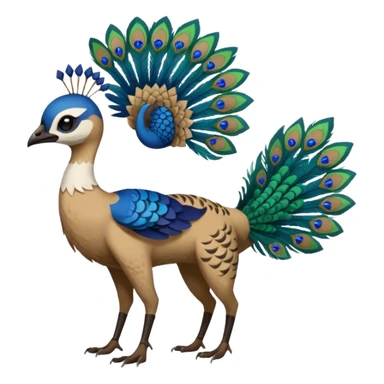  beautiful handsome gorgeous aesthetic colorful vibrant Vernid-Trico-species-Fakemon-creature by LiLaiRa, 4 legs, 1 tail, random markings, (full body) with a peacock-feather-headdress sticker