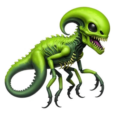 Toxic Chartreuse-Green Slime-Glossed Acid-Patterned Venom-Duskull-Xenomorph-hybrid-creature (full body) sticker